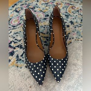 NWT Tory Burch Penelope 65 MM Polka-dot Heel Navy